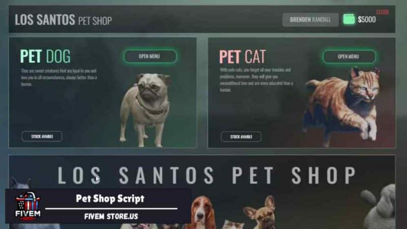 Attractive FiveM Pet Shop Script